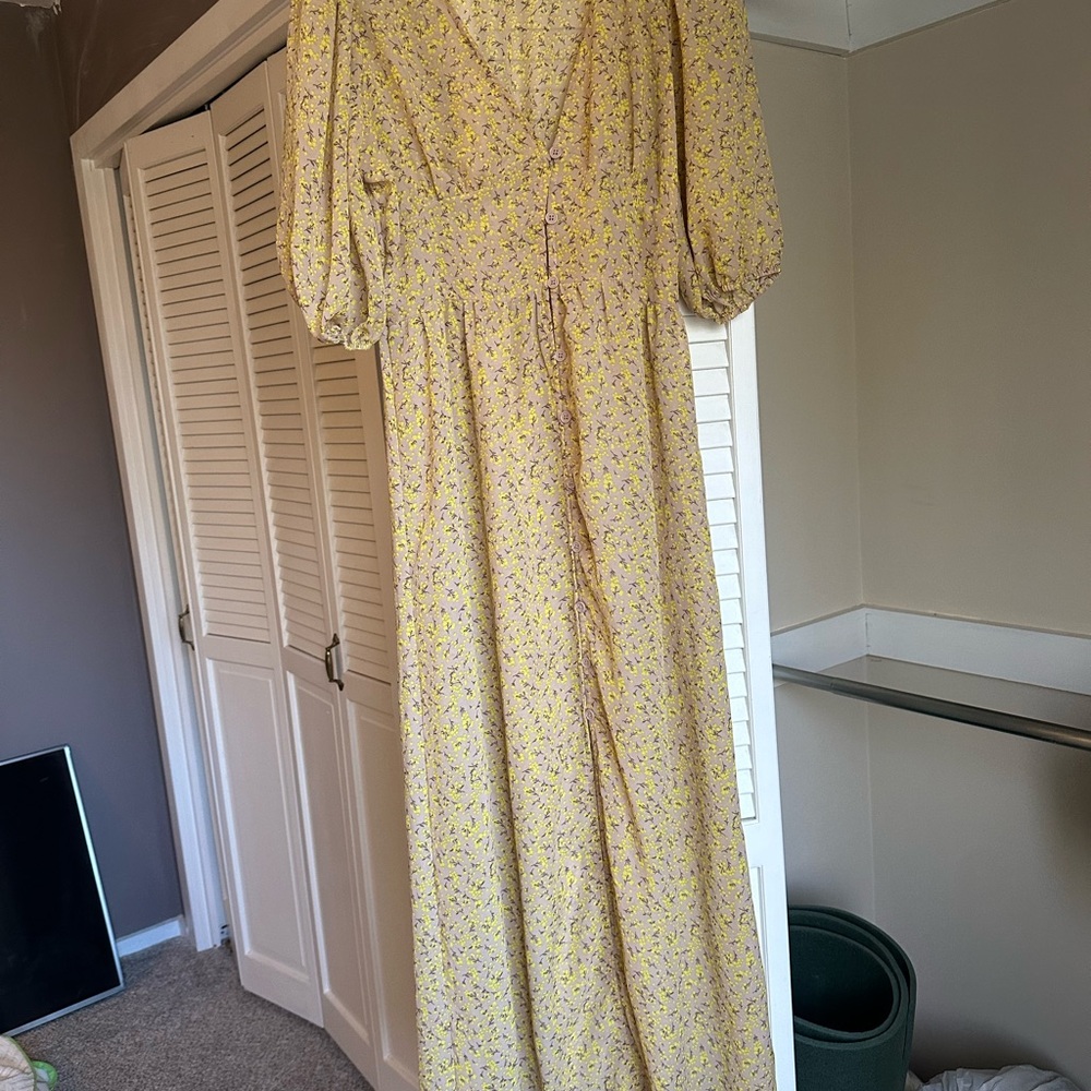 Wild Fable Yellow Floral Long Sleeve Dress